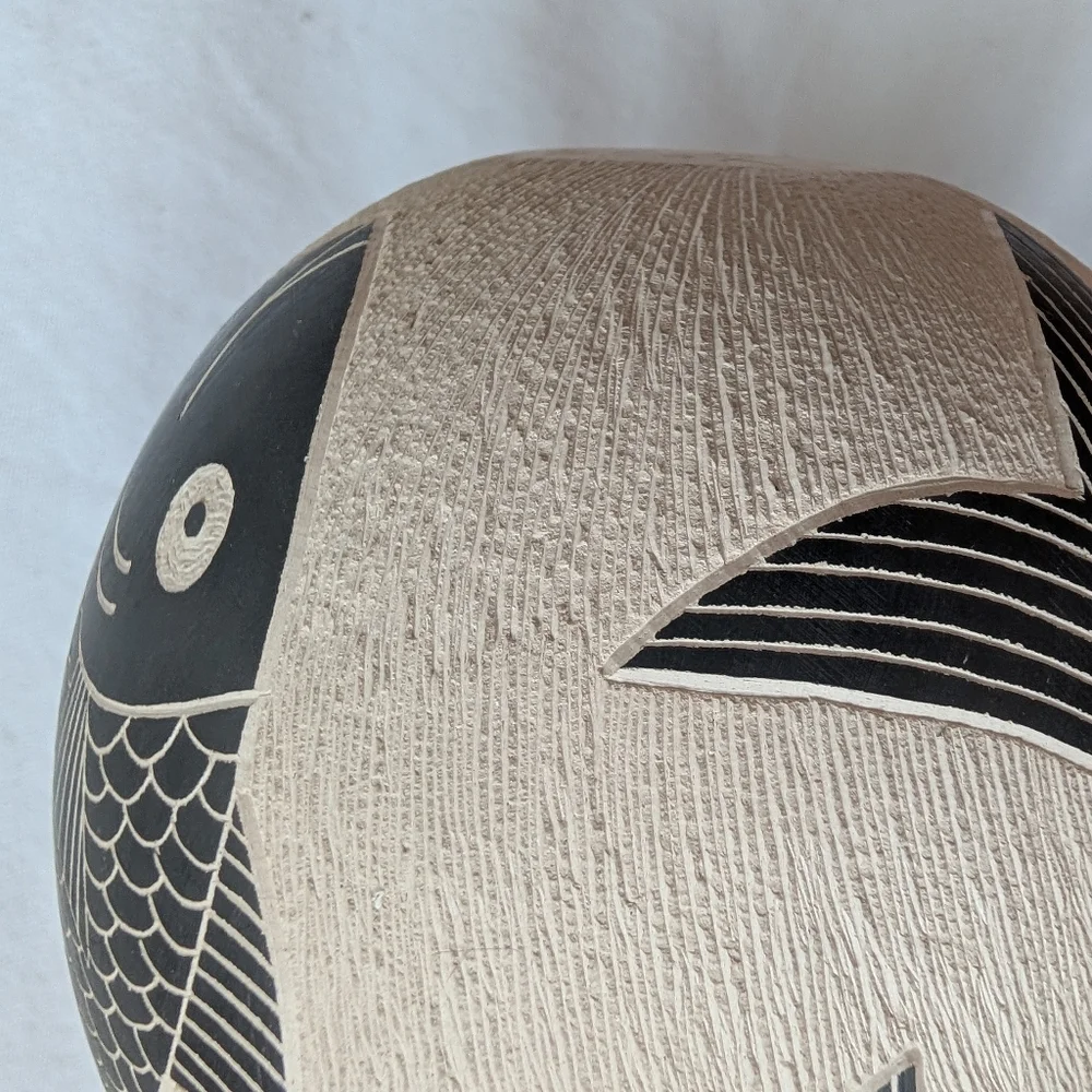 Mata Ortiz Pottery Handmade Ceramic Fish Olla Pot Humberto Guillen Rodriguez - Picture 13 of 16